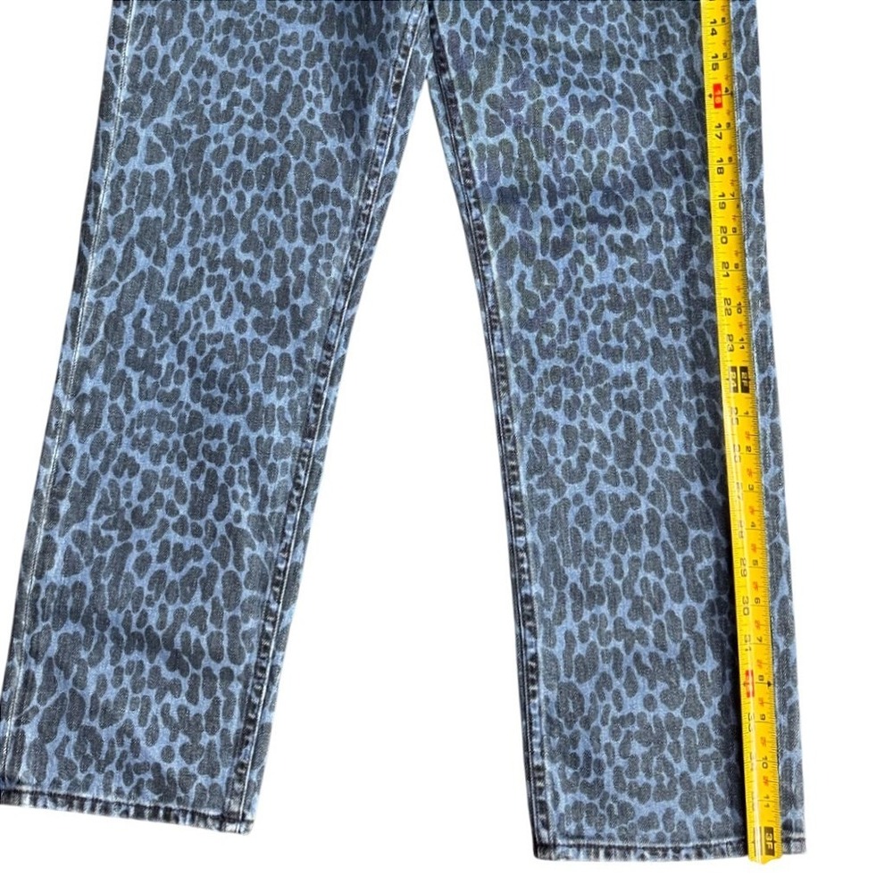 MOTHER Blue Leopard Print Straight Leg Jeans - Picture 9 of 16